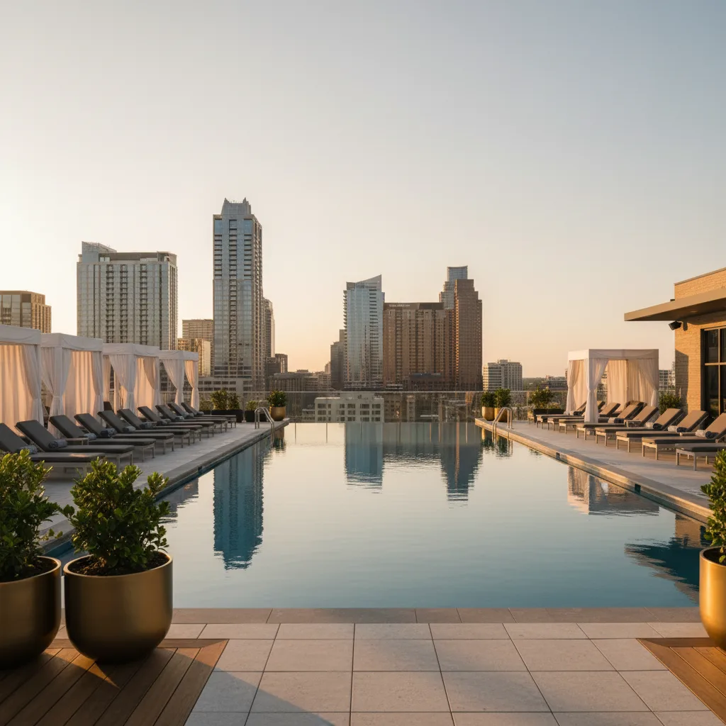 Rooftop Pool amenity in Downtown Austin apartment